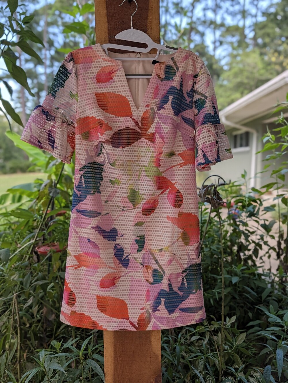 Trina Turk Multicolor Floral Shift Dress in Pink, Orange, Blue & Green